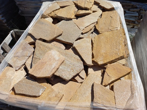 Плитняк златолит жёлтый золотистый для отмостки купить в Арамиле