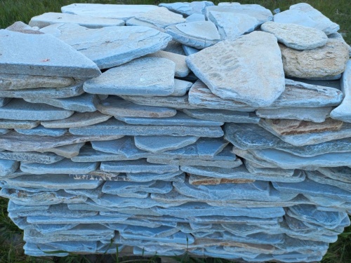 Плитняк златолит зелёный галтованный для цоколя купить в Арамиле